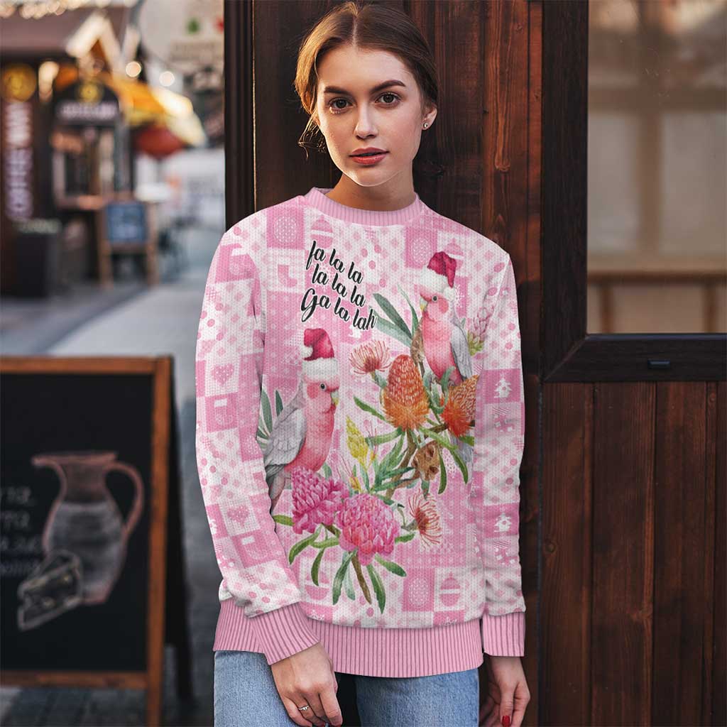 Sweet Pink Cockatoo’s Aussie Santa Ugly Christmas Sweater Australia Christmas Vibes - Aussie Hoodie