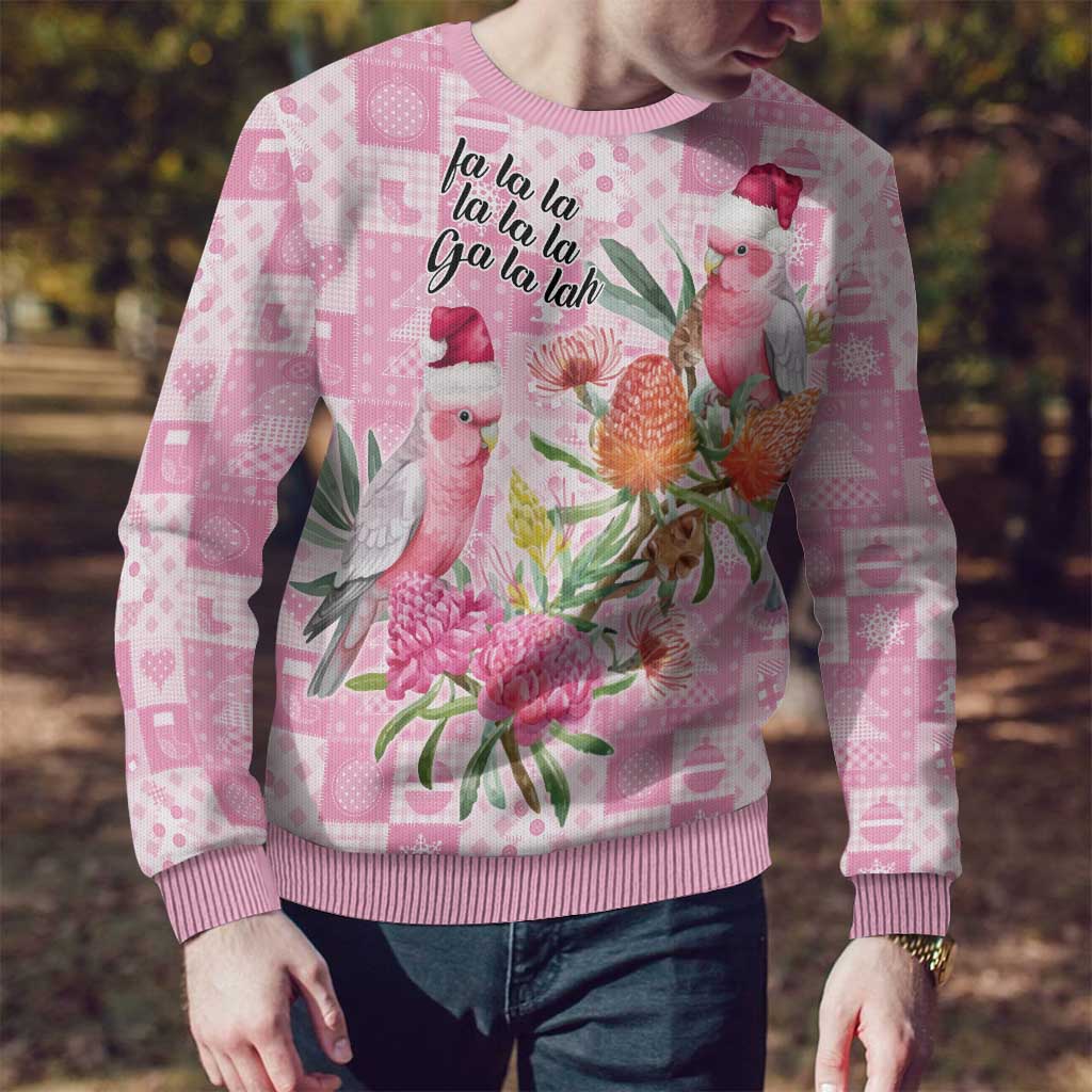 Sweet Pink Cockatoo’s Aussie Santa Ugly Christmas Sweater Australia Christmas Vibes - Aussie Hoodie