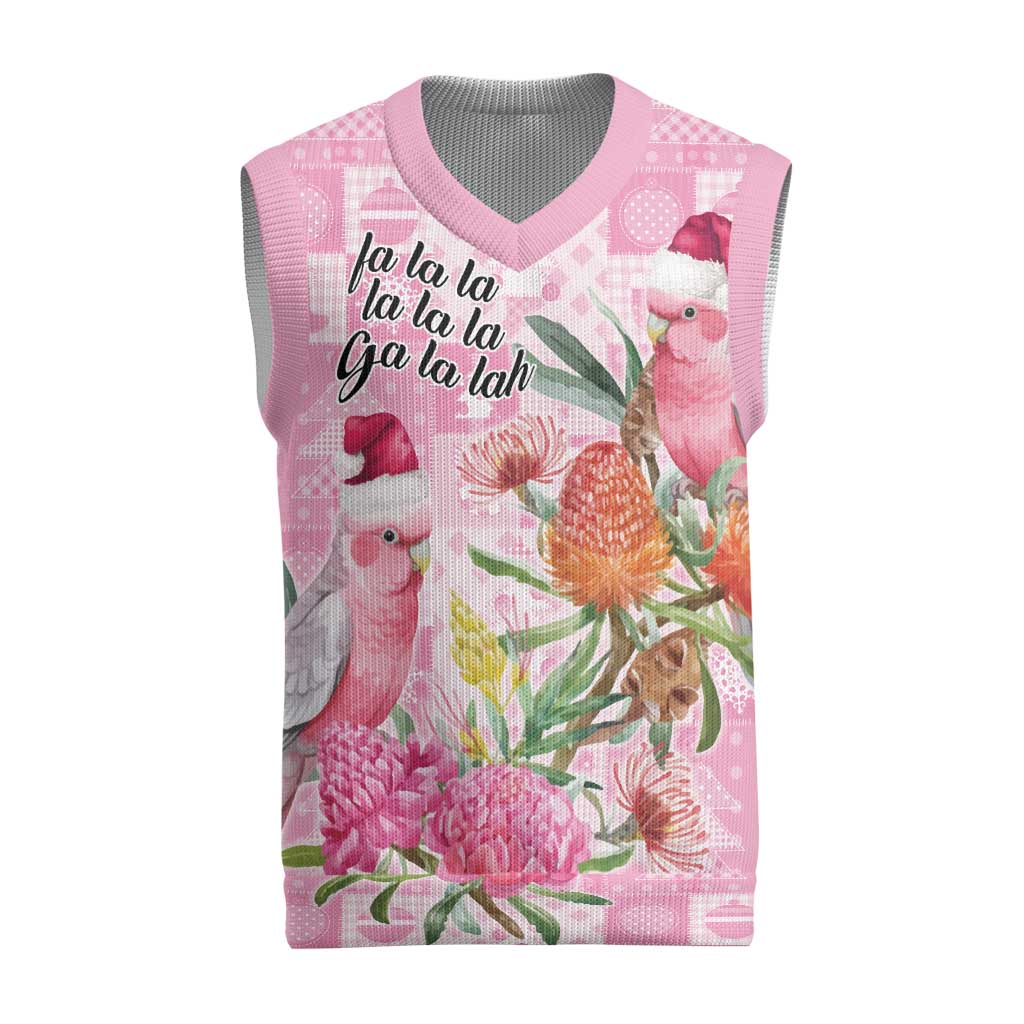 Sweet Pink Cockatoo’s Aussie Santa Christmas Knitted V-Neck Vest Australia Christmas Vibes - Aussie Hoodie
