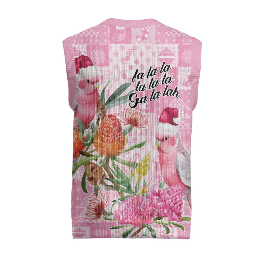 Sweet Pink Cockatoo’s Aussie Santa Christmas Knitted V-Neck Vest Australia Christmas Vibes - Aussie Hoodie