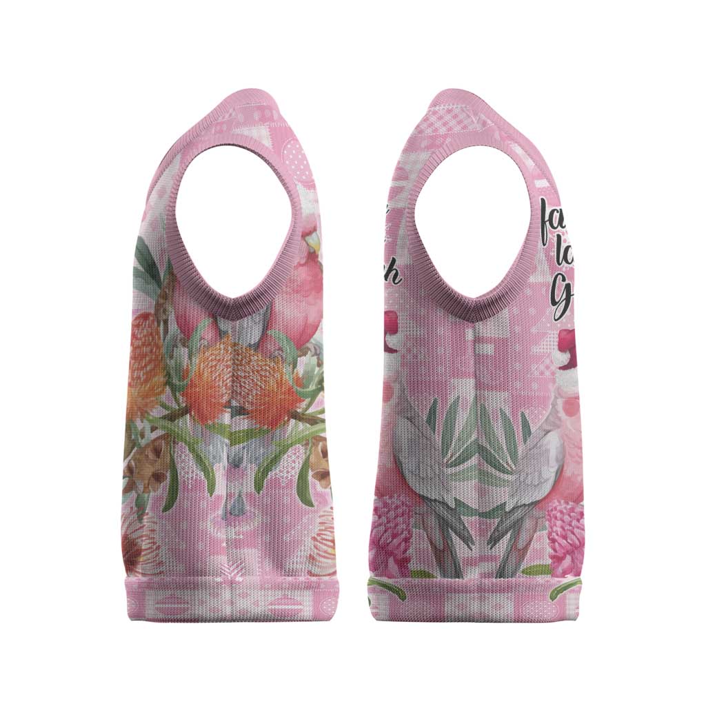 Sweet Pink Cockatoo’s Aussie Santa Christmas Knitted V-Neck Vest Australia Christmas Vibes - Aussie Hoodie