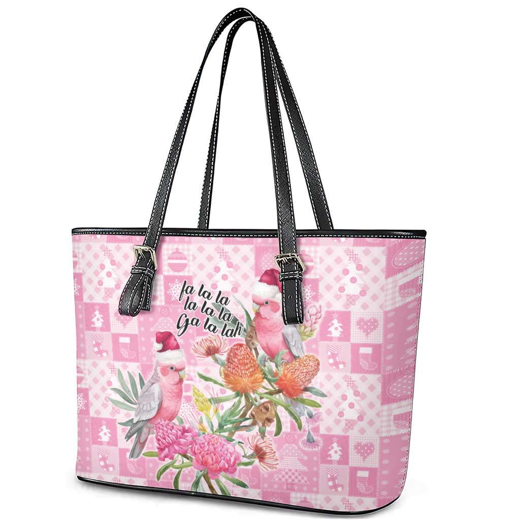 Sweet Pink Cockatoo’s Aussie Santa Leather Tote Bag Australia Christmas Vibes - Aussie Hoodie