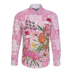 Sweet Pink Cockatoo’s Aussie Santa Long Sleeve Button Shirt Australia Christmas Vibes - Aussie Hoodie