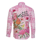 Sweet Pink Cockatoo’s Aussie Santa Long Sleeve Button Shirt Australia Christmas Vibes - Aussie Hoodie