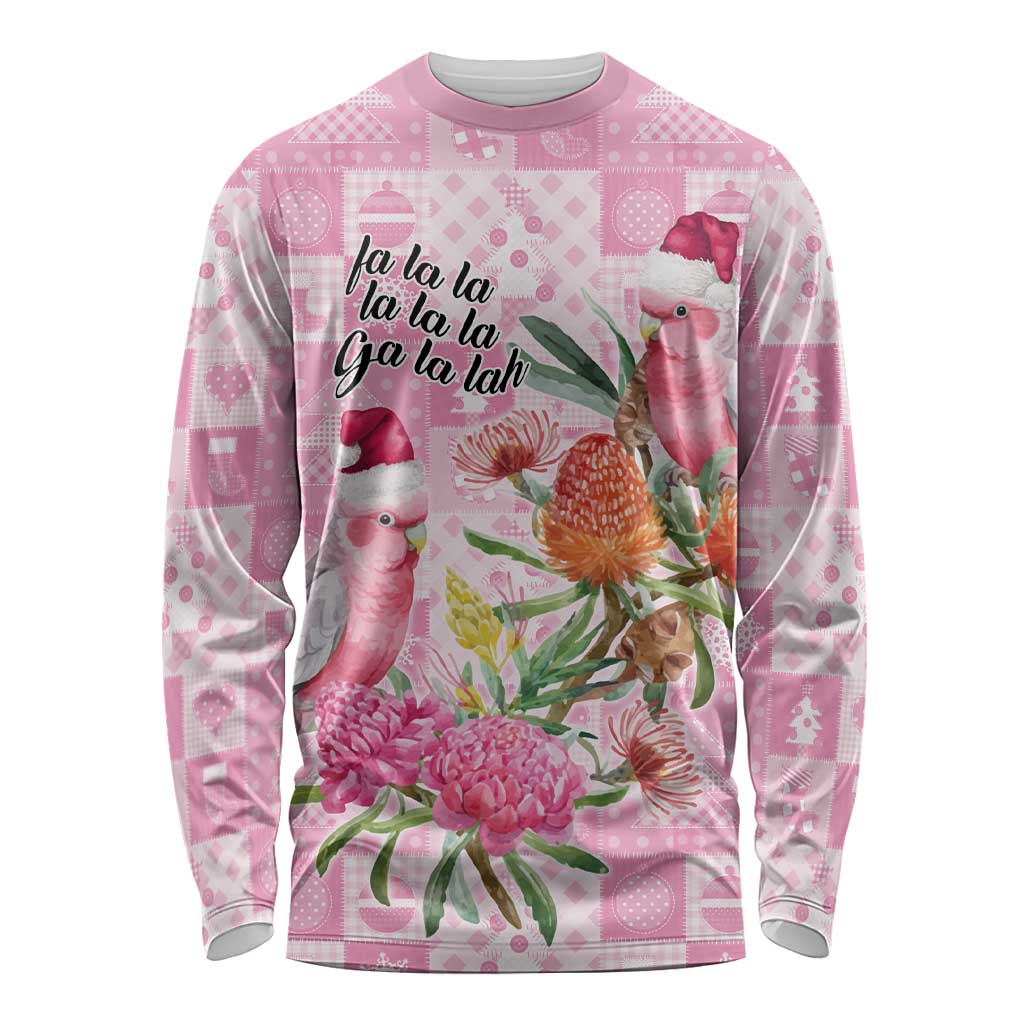 Sweet Pink Cockatoo’s Aussie Santa Long Sleeve Shirt Australia Christmas Vibes - Aussie Hoodie