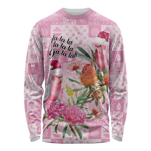 Sweet Pink Cockatoo’s Aussie Santa Long Sleeve Shirt Australia Christmas Vibes - Aussie Hoodie