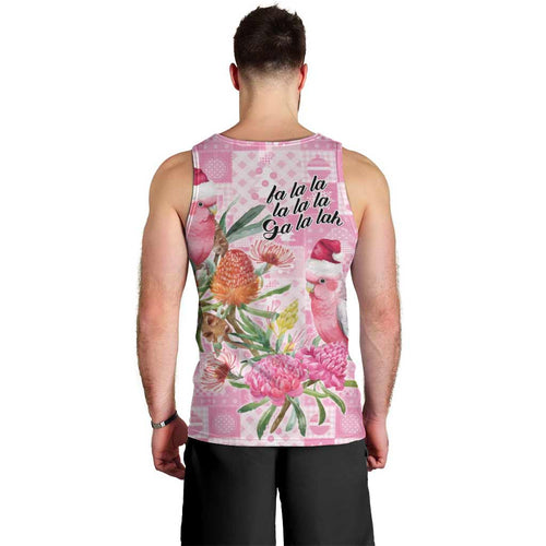 Sweet Pink Cockatoo’s Aussie Santa Men Tank Top Australia Christmas Vibes - Aussie Hoodie