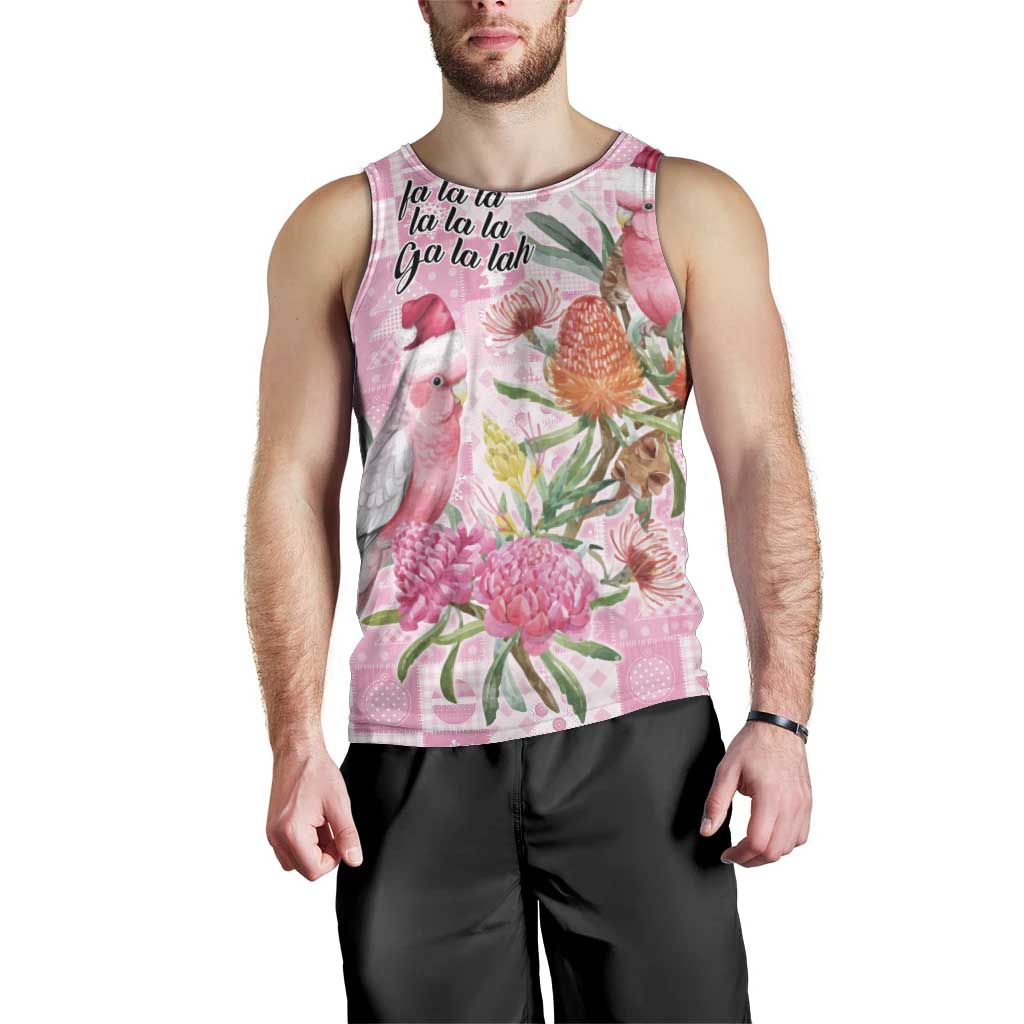 Sweet Pink Cockatoo’s Aussie Santa Men Tank Top Australia Christmas Vibes - Aussie Hoodie