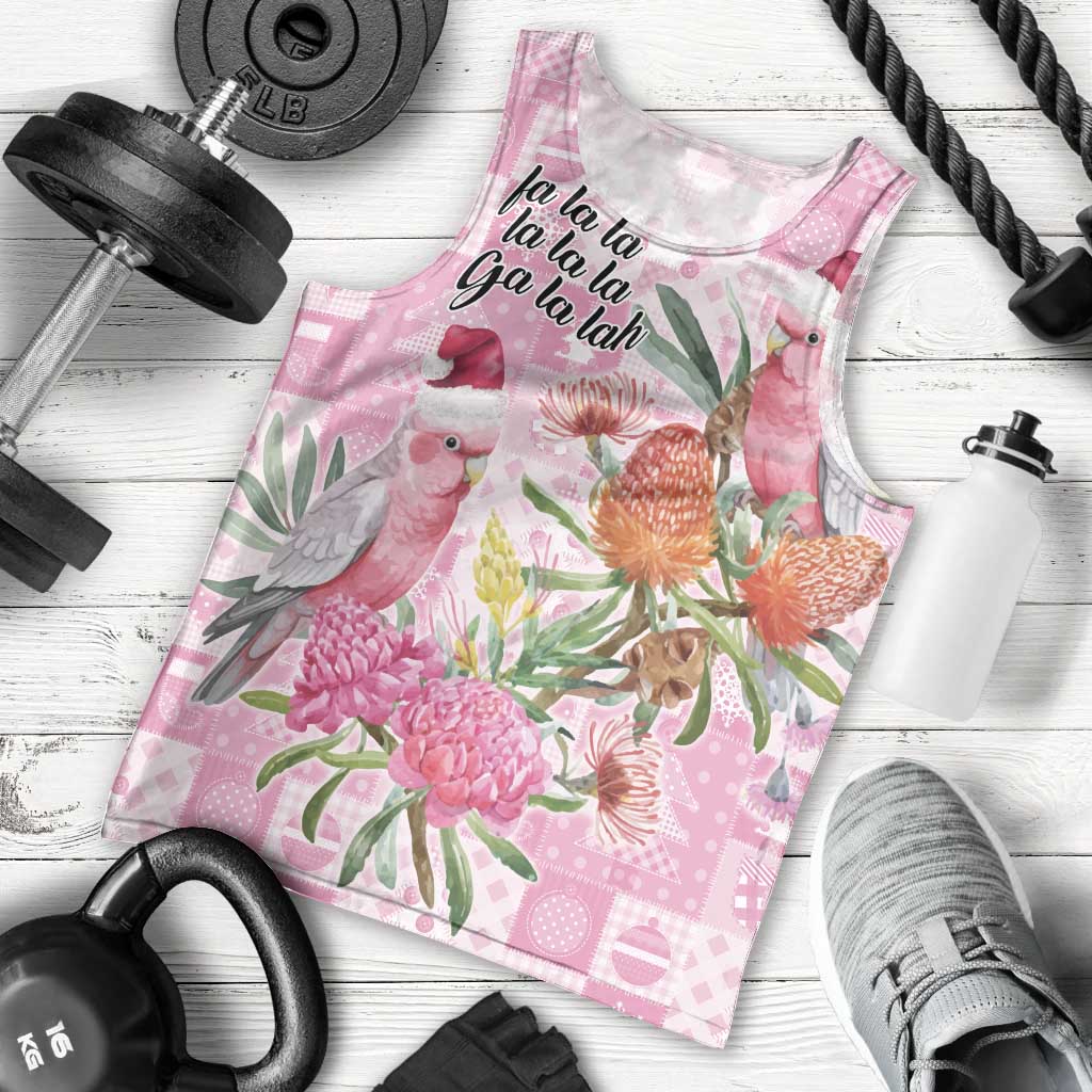 Sweet Pink Cockatoo’s Aussie Santa Men Tank Top Australia Christmas Vibes - Aussie Hoodie