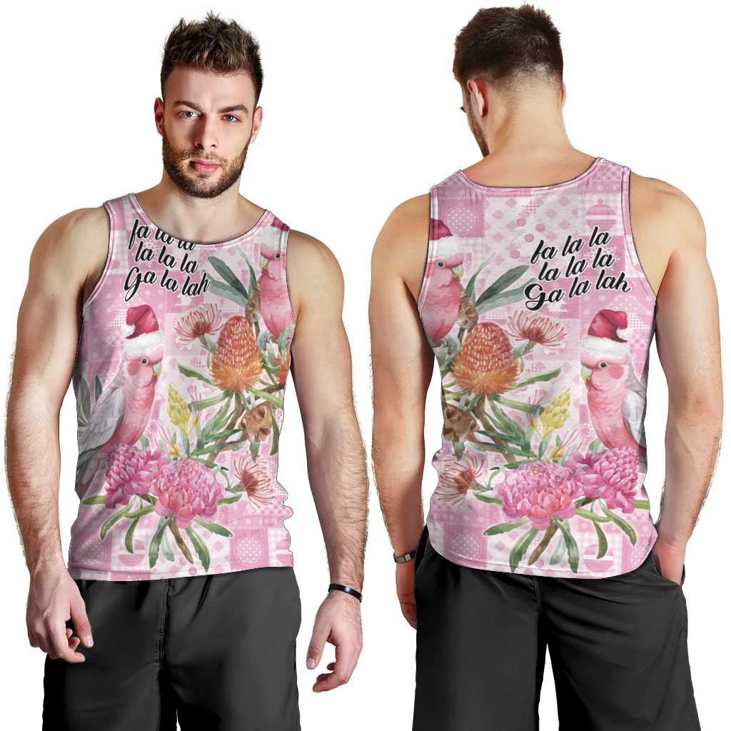 Sweet Pink Cockatoo’s Aussie Santa Men Tank Top Australia Christmas Vibes - Aussie Hoodie