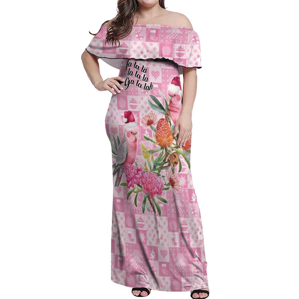 Sweet Pink Cockatoo’s Aussie Santa Off Shoulder Maxi Dress Australia Christmas Vibes - Aussie Hoodie
