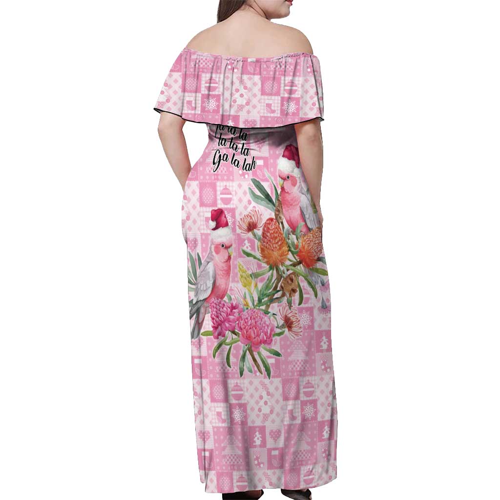 Sweet Pink Cockatoo’s Aussie Santa Off Shoulder Maxi Dress Australia Christmas Vibes - Aussie Hoodie