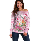 Sweet Pink Cockatoo’s Aussie Santa Off Shoulder Sweater Australia Christmas Vibes - Aussie Hoodie