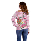 Sweet Pink Cockatoo’s Aussie Santa Off Shoulder Sweater Australia Christmas Vibes - Aussie Hoodie
