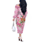 Sweet Pink Cockatoo’s Aussie Santa Off The Shoulder Long Sleeve Dress Australia Christmas Vibes - Aussie Hoodie