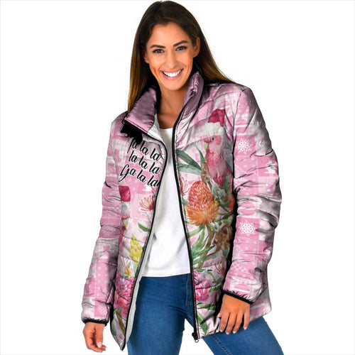 Sweet Pink Cockatoo’s Aussie Santa Padded Jacket Australia Christmas Vibes - Aussie Hoodie