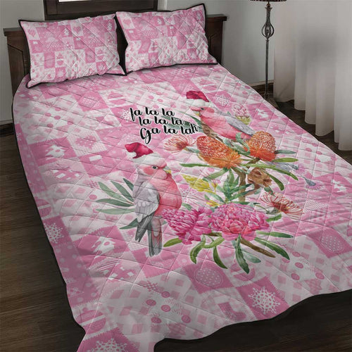 Sweet Pink Cockatoo’s Aussie Santa Quilt Bed Set Australia Christmas Vibes - Aussie Hoodie