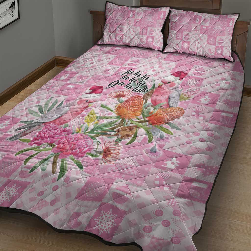 Sweet Pink Cockatoo’s Aussie Santa Quilt Bed Set Australia Christmas Vibes - Aussie Hoodie