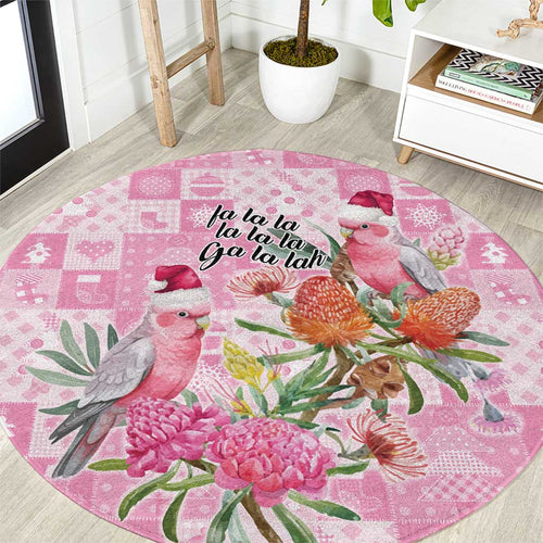 Sweet Pink Cockatoo’s Aussie Santa Round Carpet Australia Christmas Vibes - Aussie Hoodie