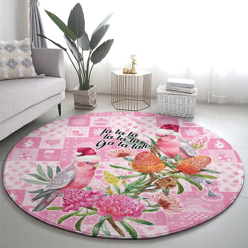 Sweet Pink Cockatoo’s Aussie Santa Round Carpet Australia Christmas Vibes - Aussie Hoodie