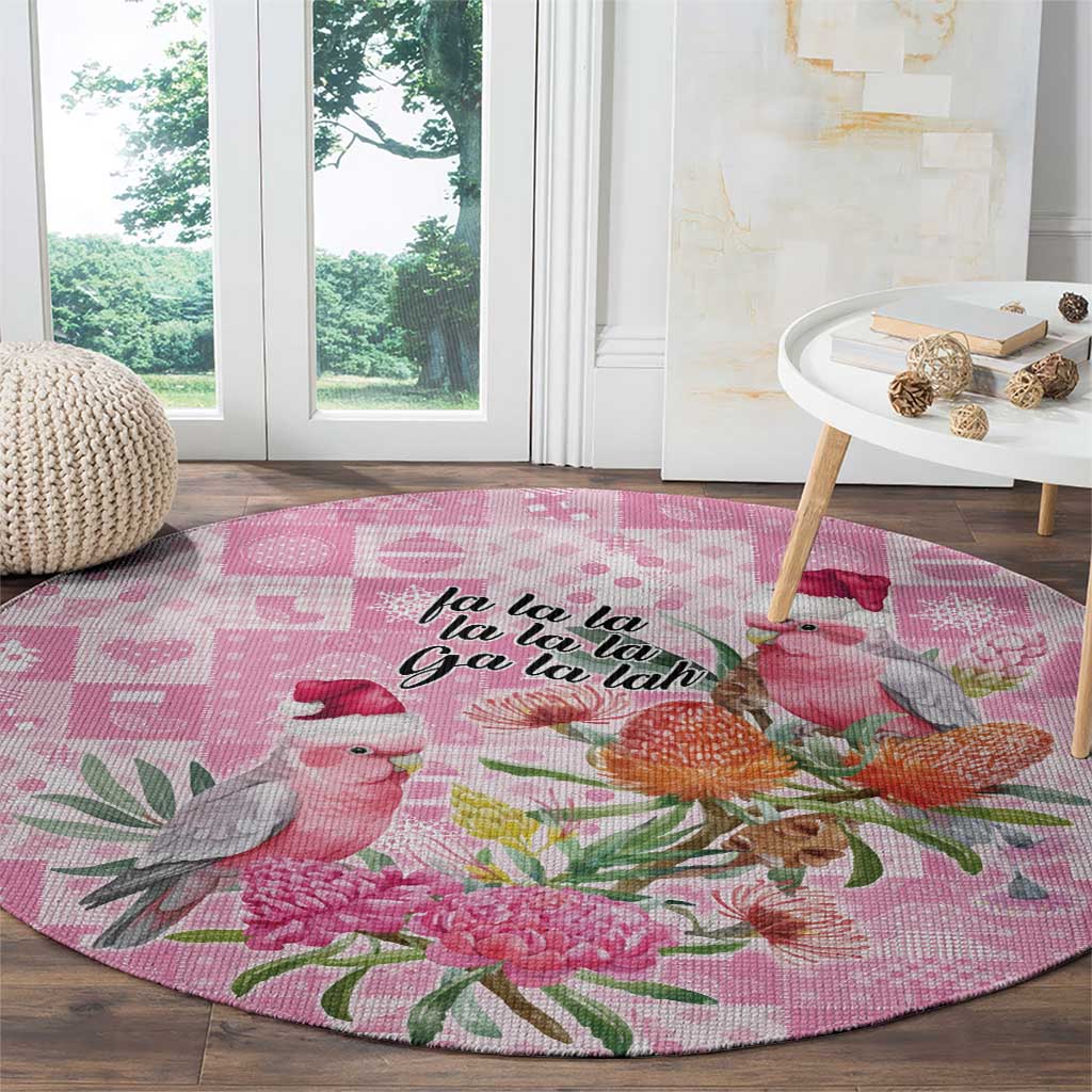 Sweet Pink Cockatoo’s Aussie Santa Round Carpet Australia Christmas Vibes - Aussie Hoodie