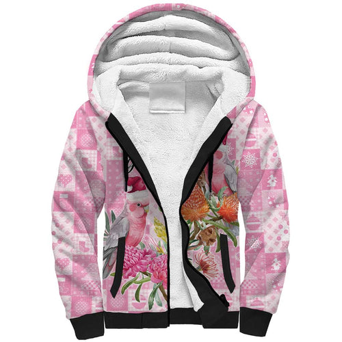 Sweet Pink Cockatoo’s Aussie Santa Sherpa Hoodie Australia Christmas Vibes - Aussie Hoodie