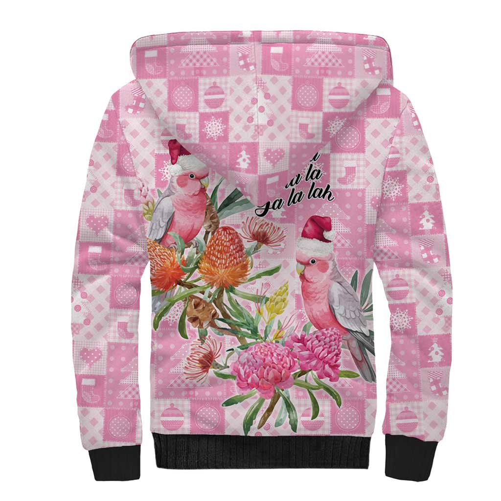 Sweet Pink Cockatoo’s Aussie Santa Sherpa Hoodie Australia Christmas Vibes - Aussie Hoodie