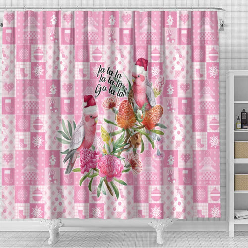 Sweet Pink Cockatoo’s Aussie Santa Shower Curtain Australia Christmas Vibes - Aussie Hoodie