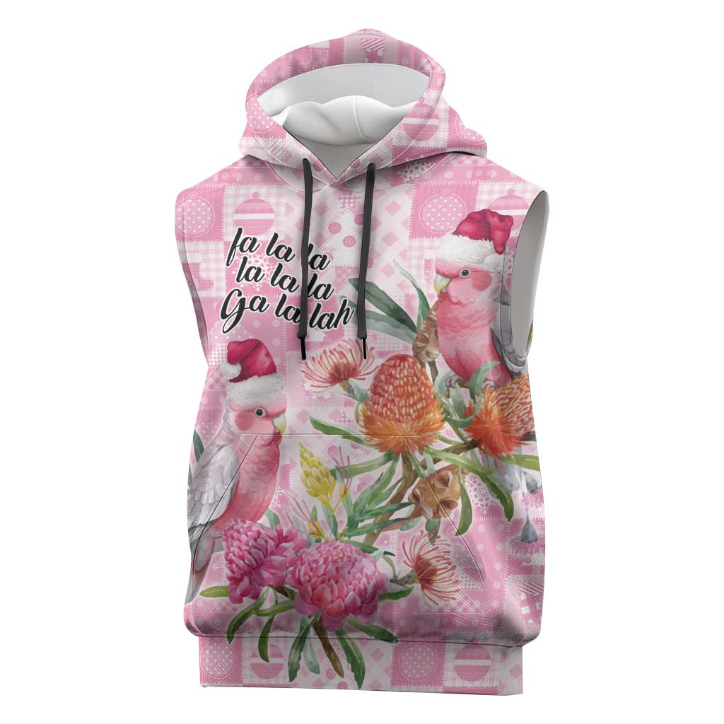 Sweet Pink Cockatoo’s Aussie Santa Sleeveless Hoodie Australia Christmas Vibes - Aussie Hoodie