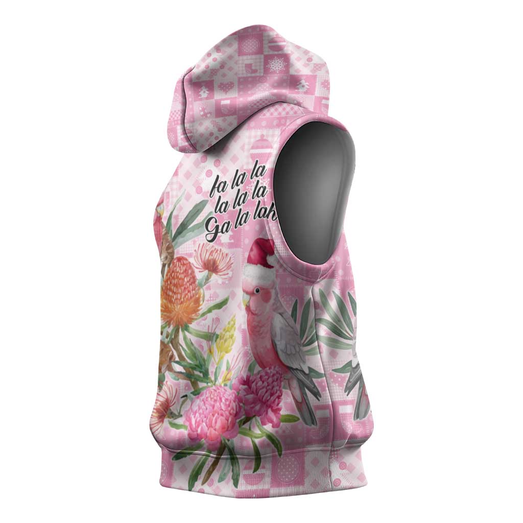 Sweet Pink Cockatoo’s Aussie Santa Sleeveless Hoodie Australia Christmas Vibes - Aussie Hoodie