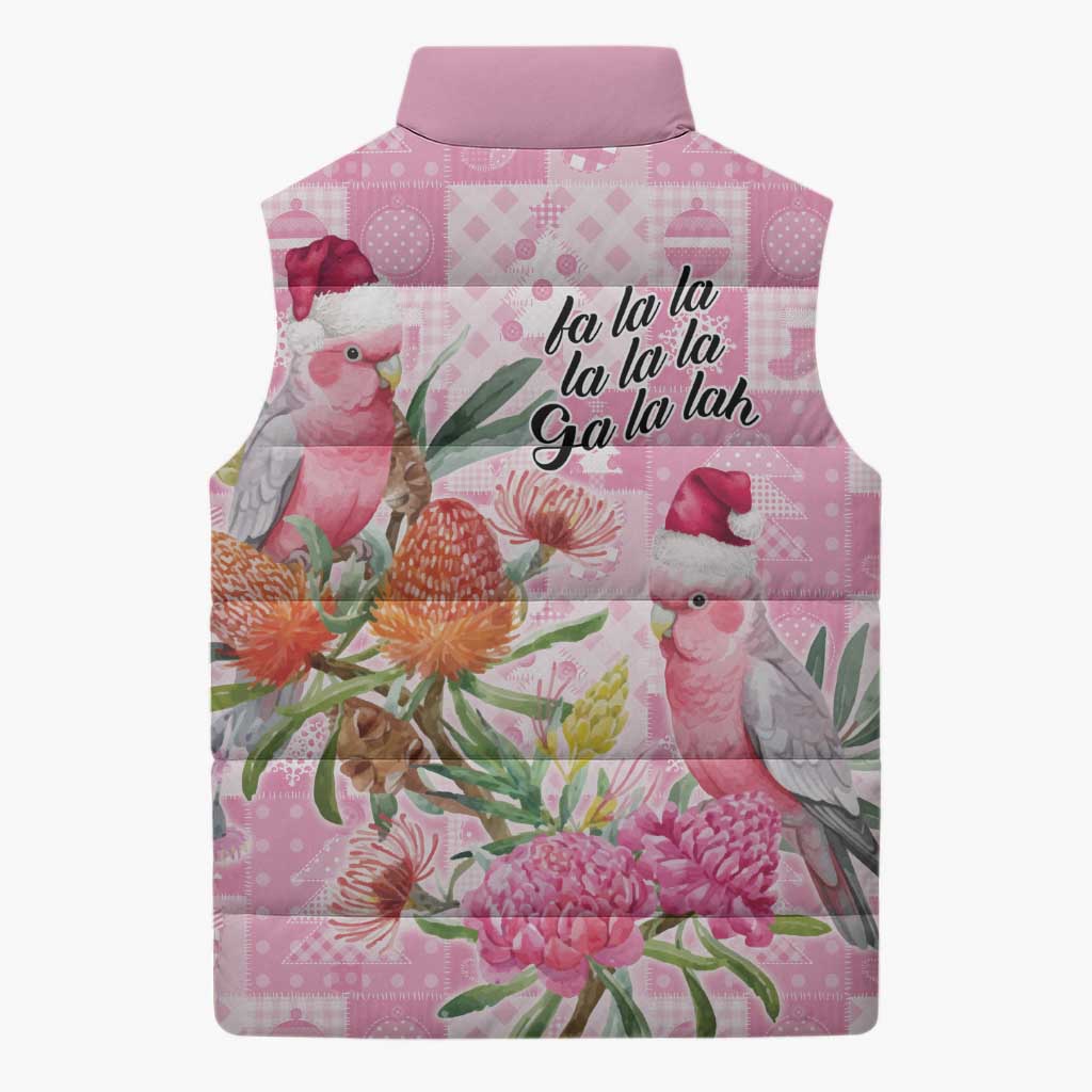 Sweet Pink Cockatoo’s Aussie Santa Sleeveless Puffer Jacket Australia Christmas Vibes - Aussie Hoodie