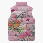 Sweet Pink Cockatoo’s Aussie Santa Sleeveless Puffer Jacket Australia Christmas Vibes - Aussie Hoodie