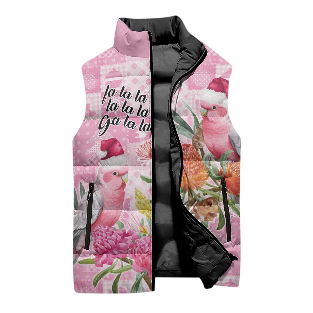 Sweet Pink Cockatoo’s Aussie Santa Sleeveless Puffer Jacket Australia Christmas Vibes - Aussie Hoodie