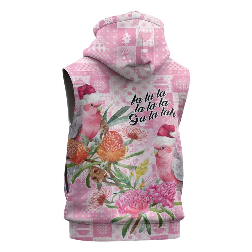 Sweet Pink Cockatoos Aussie Santa Sleeveless Zip Hoodie Australia Christmas Vibes LT9