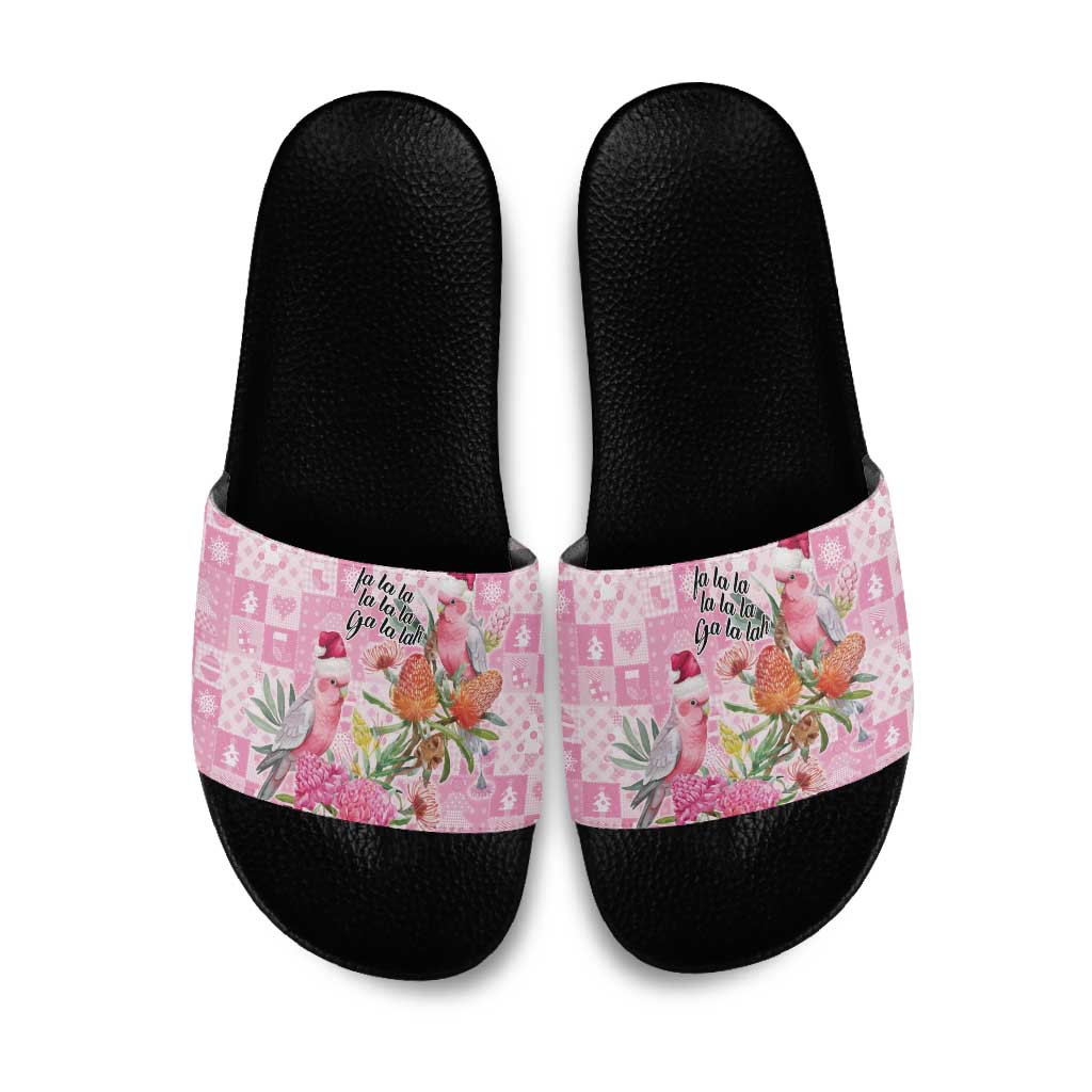 Sweet Pink Cockatoo’s Aussie Santa Slide Sandals Australia Christmas Vibes - Aussie Hoodie