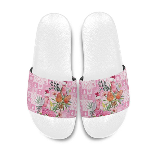Sweet Pink Cockatoo’s Aussie Santa Slide Sandals Australia Christmas Vibes - Aussie Hoodie