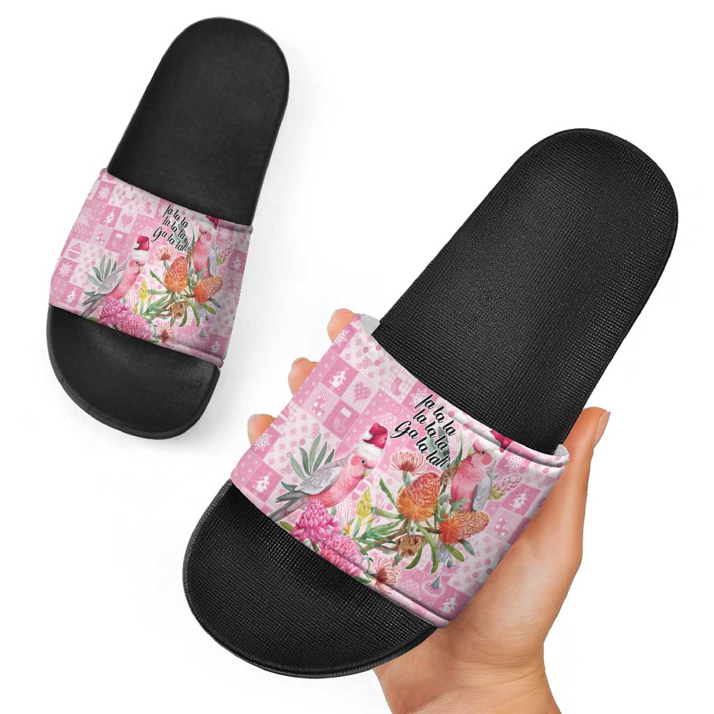 Sweet Pink Cockatoo’s Aussie Santa Slide Sandals Australia Christmas Vibes - Aussie Hoodie