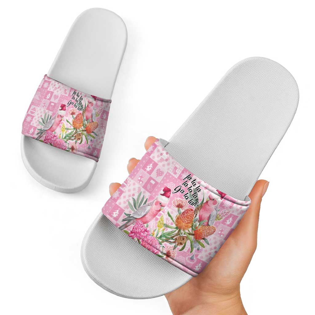 Sweet Pink Cockatoo’s Aussie Santa Slide Sandals Australia Christmas Vibes - Aussie Hoodie