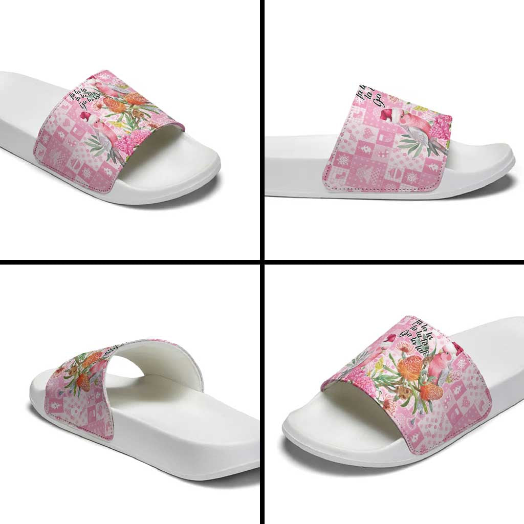 Sweet Pink Cockatoo’s Aussie Santa Slide Sandals Australia Christmas Vibes - Aussie Hoodie