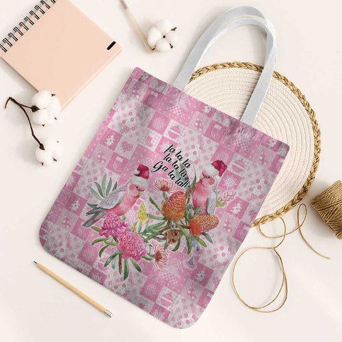 Sweet Pink Cockatoo’s Aussie Santa Tote Bag Australia Christmas Vibes - Aussie Hoodie