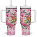 Sweet Pink Cockatoo’s Aussie Santa Tumbler With Handle Australia Christmas Vibes - Aussie Hoodie