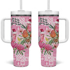 Sweet Pink Cockatoo’s Aussie Santa Tumbler With Handle Australia Christmas Vibes - Aussie Hoodie