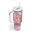 Sweet Pink Cockatoo’s Aussie Santa Tumbler With Handle Australia Christmas Vibes - Aussie Hoodie