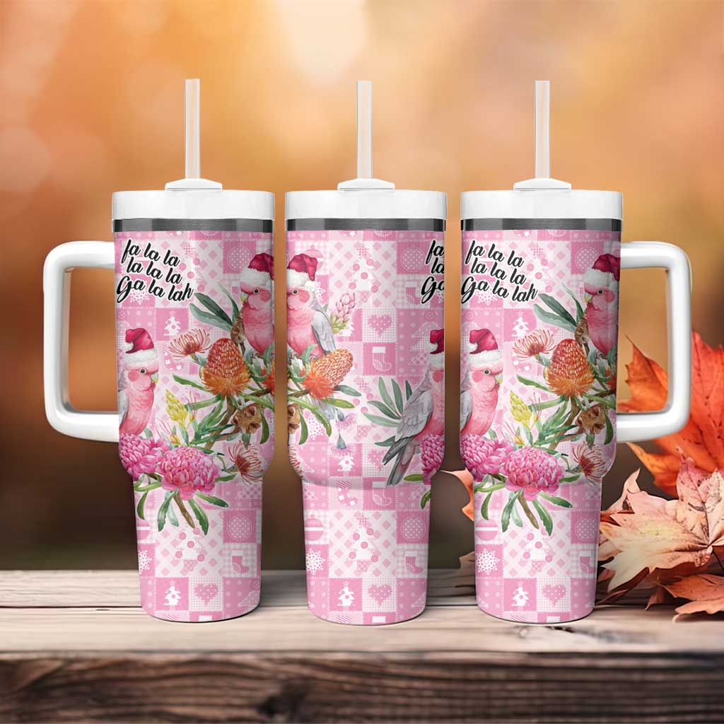 Sweet Pink Cockatoo’s Aussie Santa Tumbler With Handle Australia Christmas Vibes - Aussie Hoodie