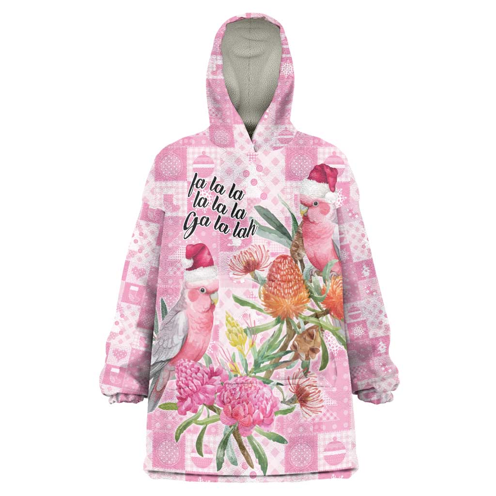 Sweet Pink Cockatoo’s Aussie Santa Wearable Blanket Hoodie Australia Christmas Vibes - Aussie Hoodie