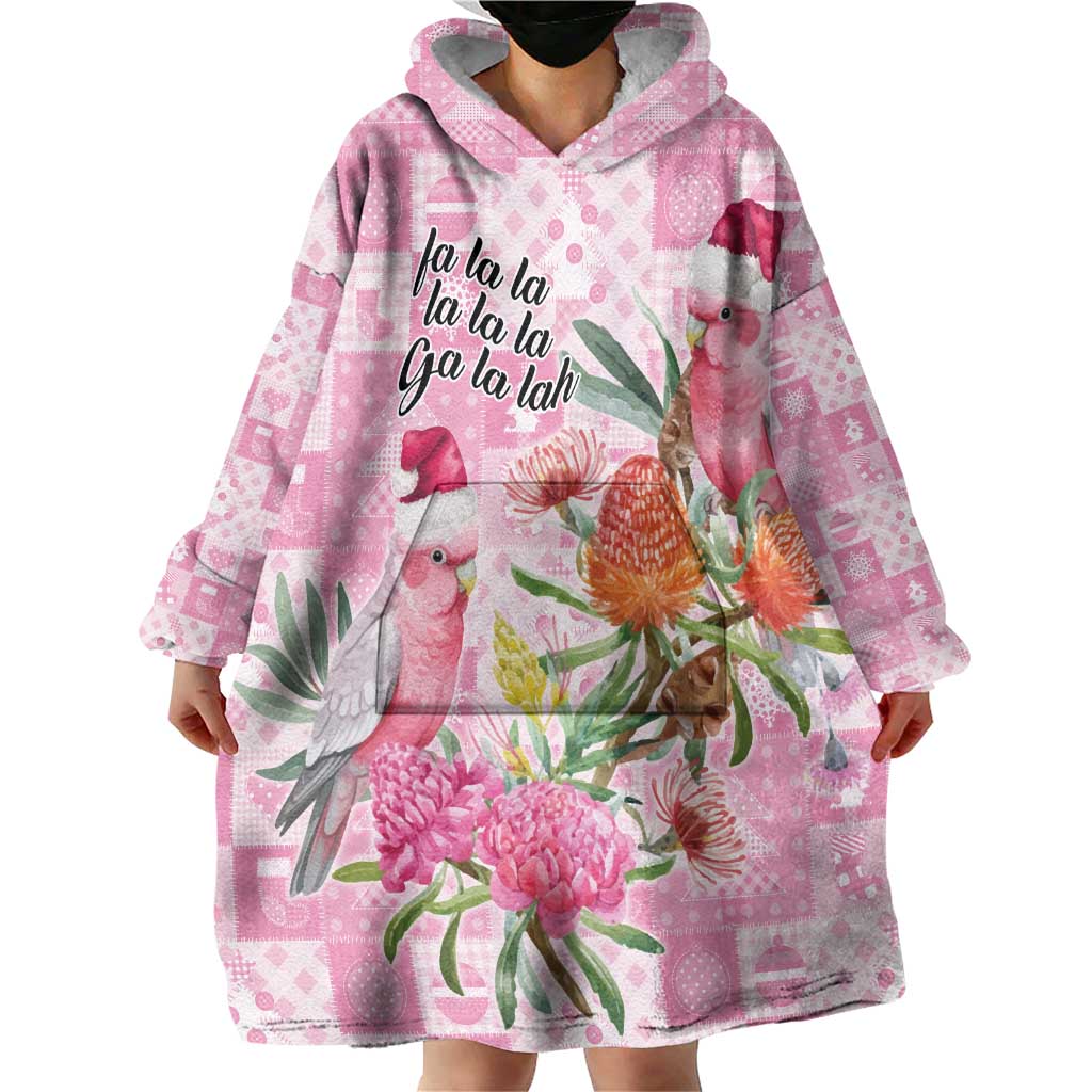 Sweet Pink Cockatoo’s Aussie Santa Wearable Blanket Hoodie Australia Christmas Vibes - Aussie Hoodie