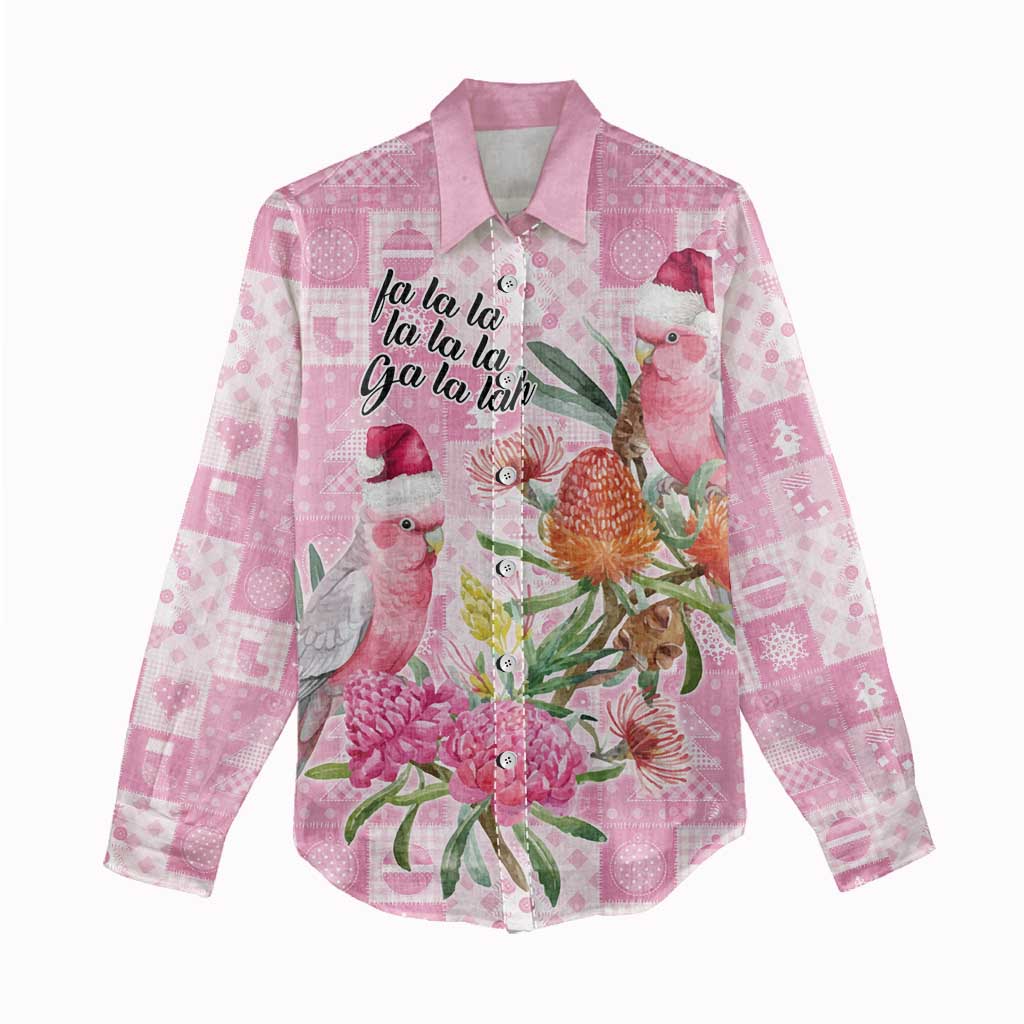 Sweet Pink Cockatoo’s Aussie Santa Women Casual Shirt Australia Christmas Vibes - Aussie Hoodie