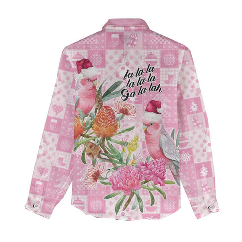 Sweet Pink Cockatoo’s Aussie Santa Women Casual Shirt Australia Christmas Vibes - Aussie Hoodie