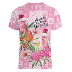 Sweet Pink Cockatoo’s Aussie Santa Women V-Neck T-Shirt Australia Christmas Vibes - Aussie Hoodie