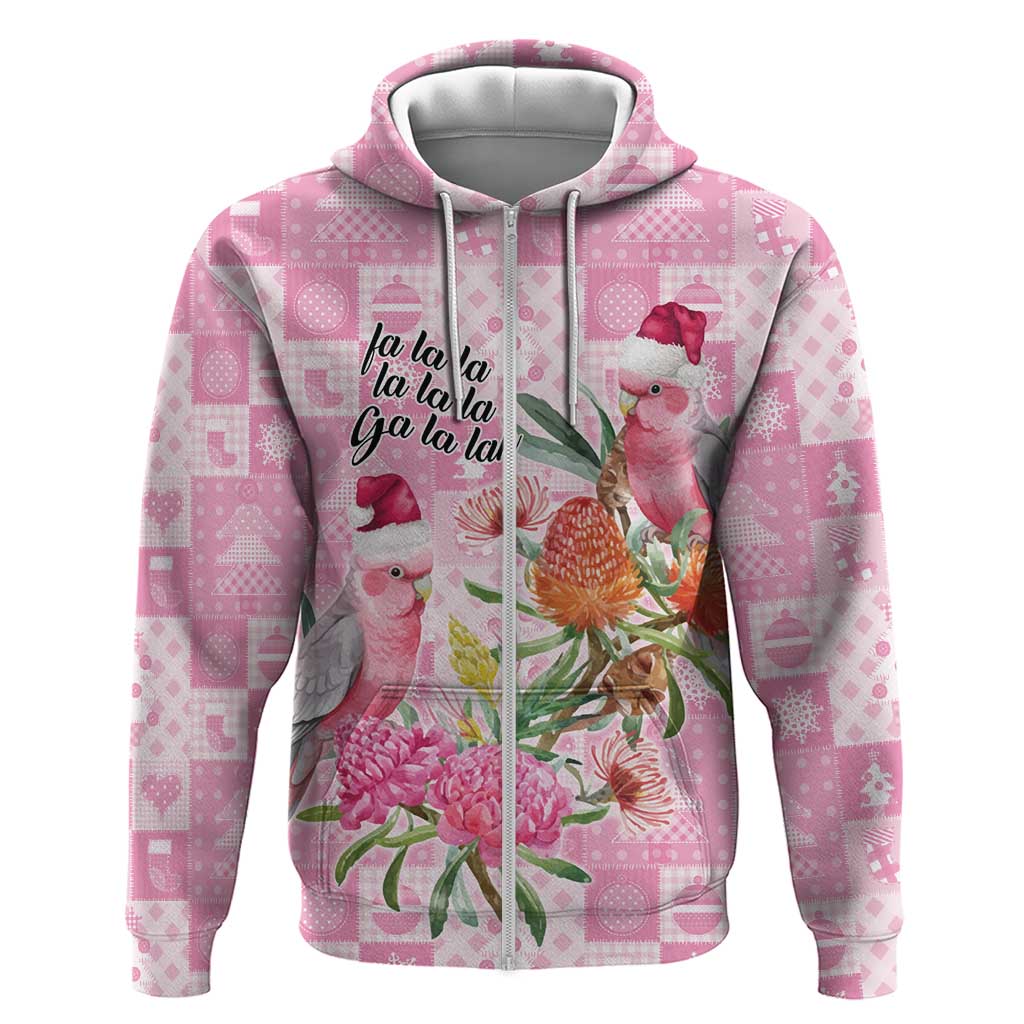 Sweet Pink Cockatoo’s Aussie Santa Zip Hoodie Australia Christmas Vibes - Aussie Hoodie